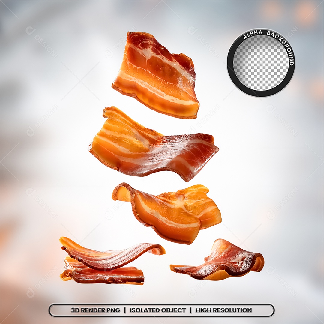 Elemento 3D Fatias De Bacon Para Composição PSD