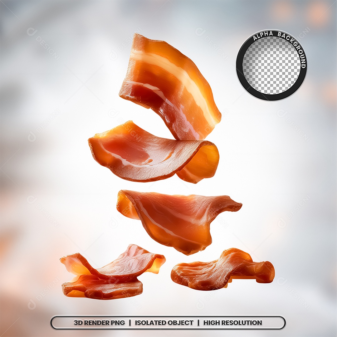 Elemento 3D Fatias De Bacon Para Composição PSD