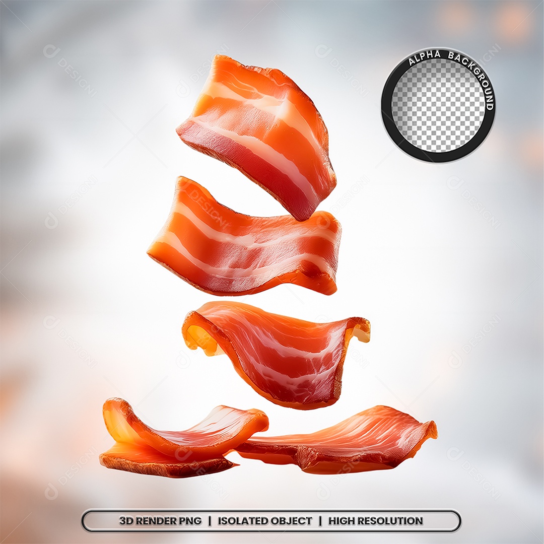 Elemento 3D Fatias De Bacon Para Composição PSD