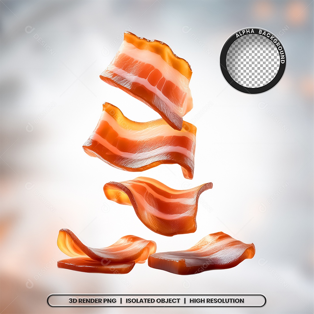 Elemento 3D Fatias De Bacon Para Composição PSD