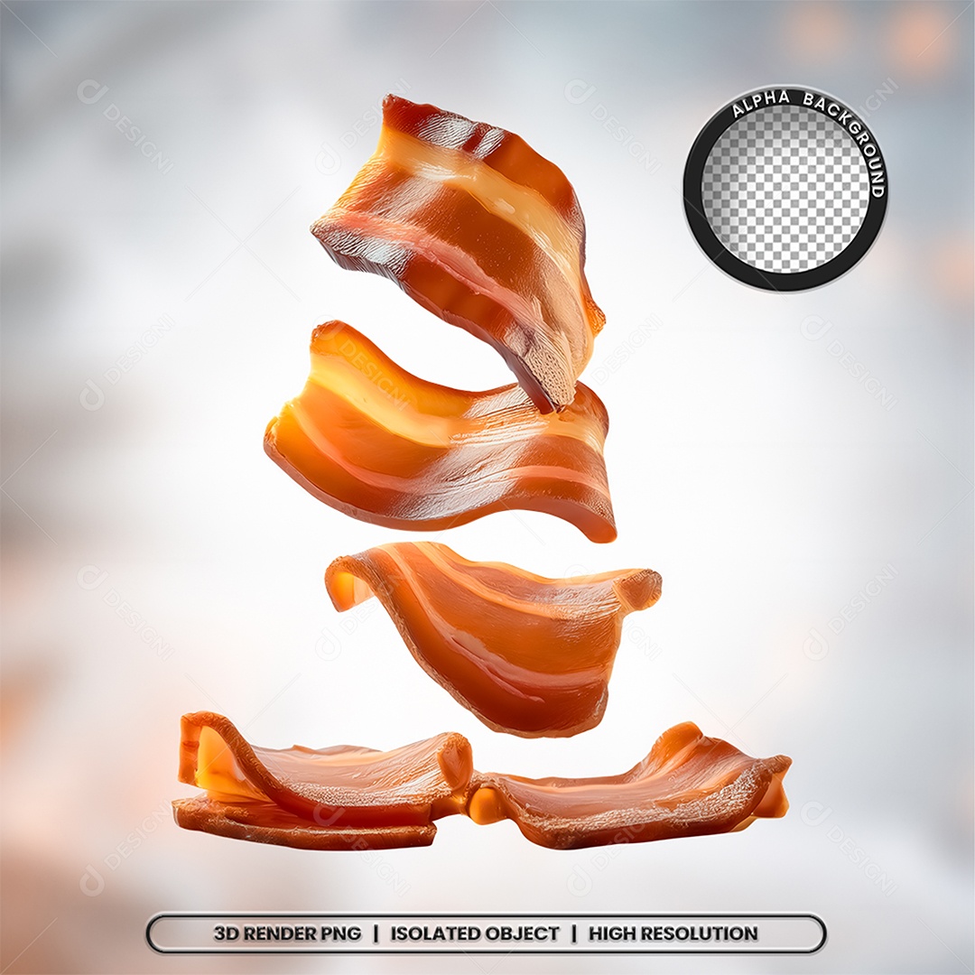 Elemento 3D Fatias De Bacon Para Composição PSD