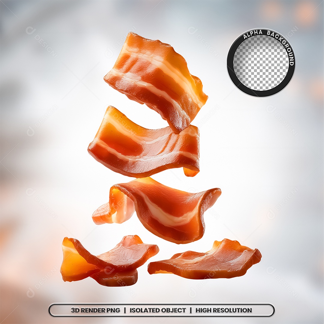 Elemento 3D Fatias De Bacon Para Composição PSD