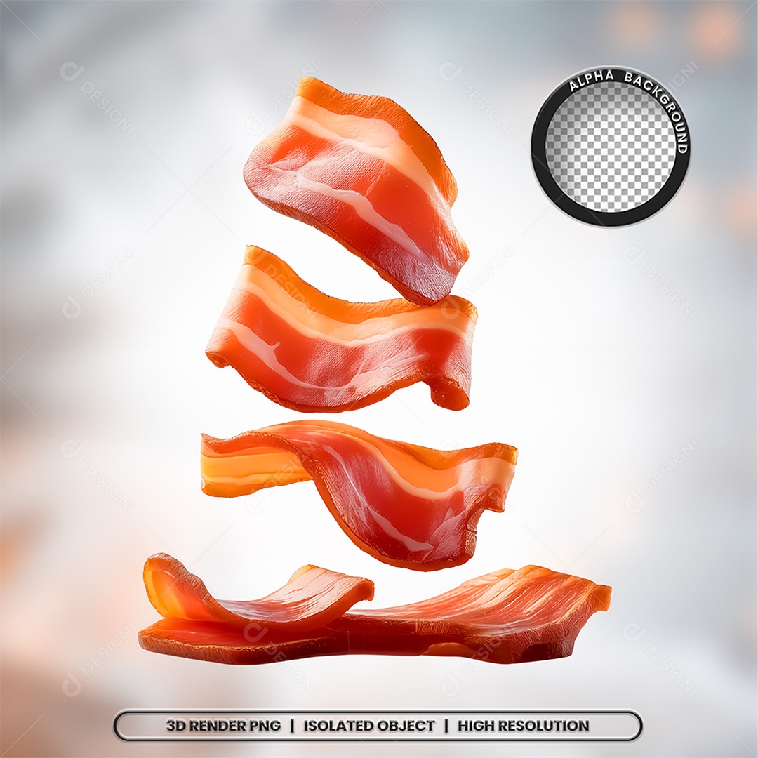 Elemento 3D Fatias De Bacon Para Composição PSD