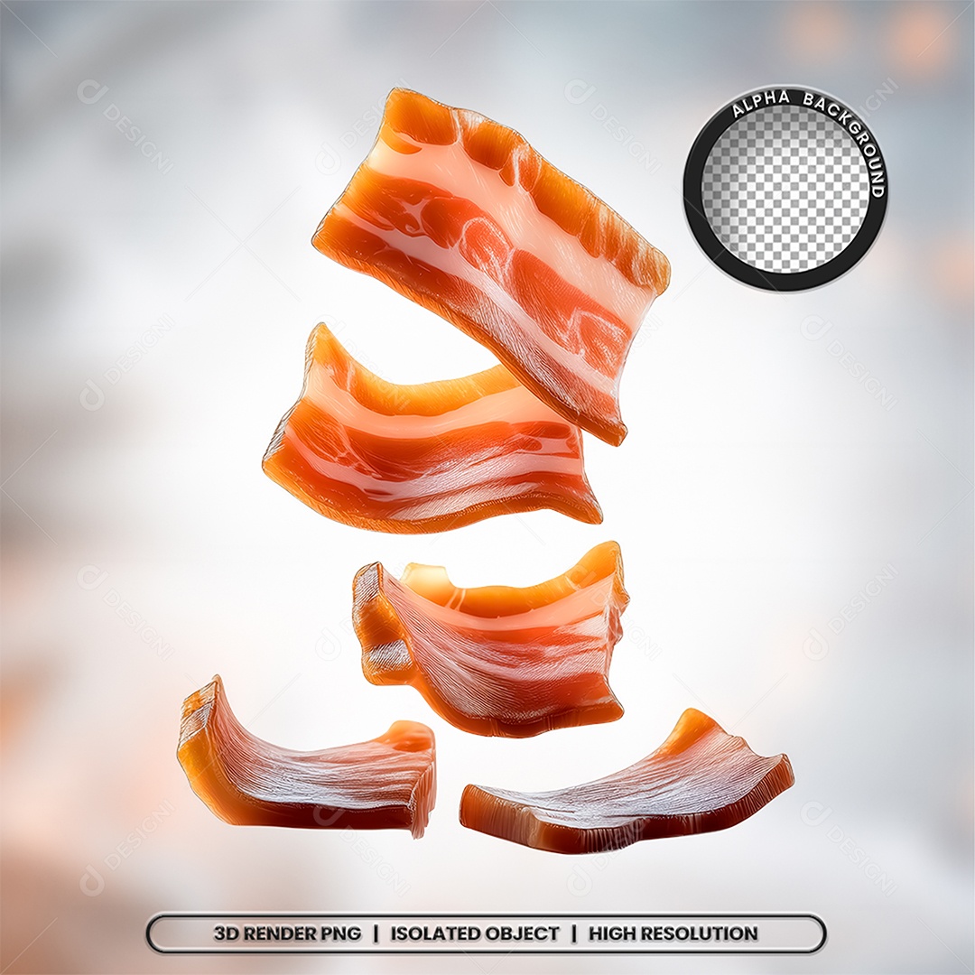 Elemento 3D Fatias De Bacon Para Composição PSD