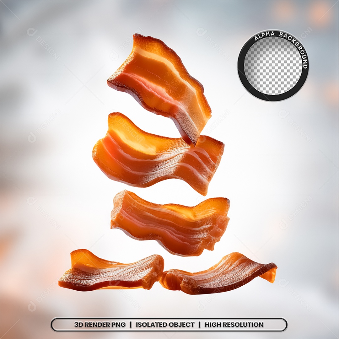 Elemento 3D Fatias De Bacon Para Composição PSD
