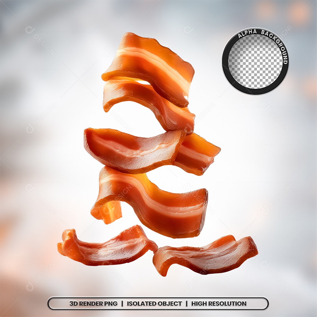 Elemento 3D Fatias De Bacon Para Composição PSD