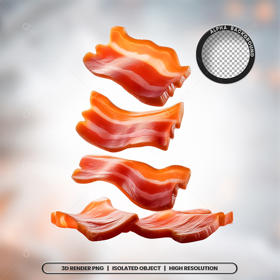 Elemento 3D Fatias De Bacon Para Composição PSD