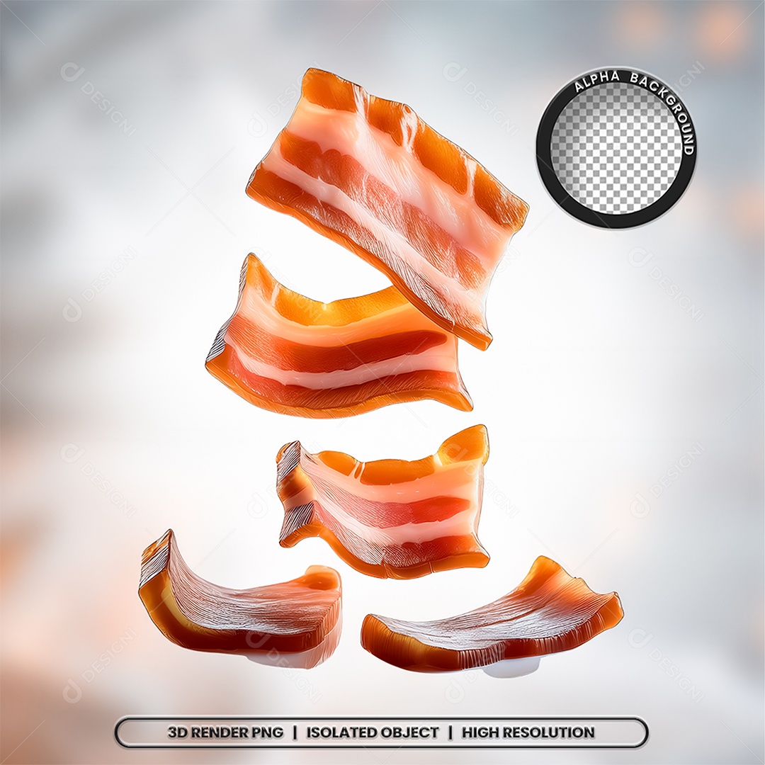 Elemento 3D Fatias De Bacon Para Composição PSD