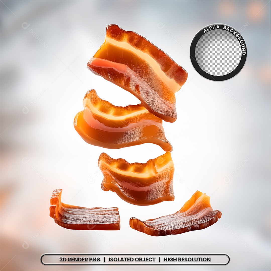 Elemento 3D Fatias De Bacon Para Composição PSD