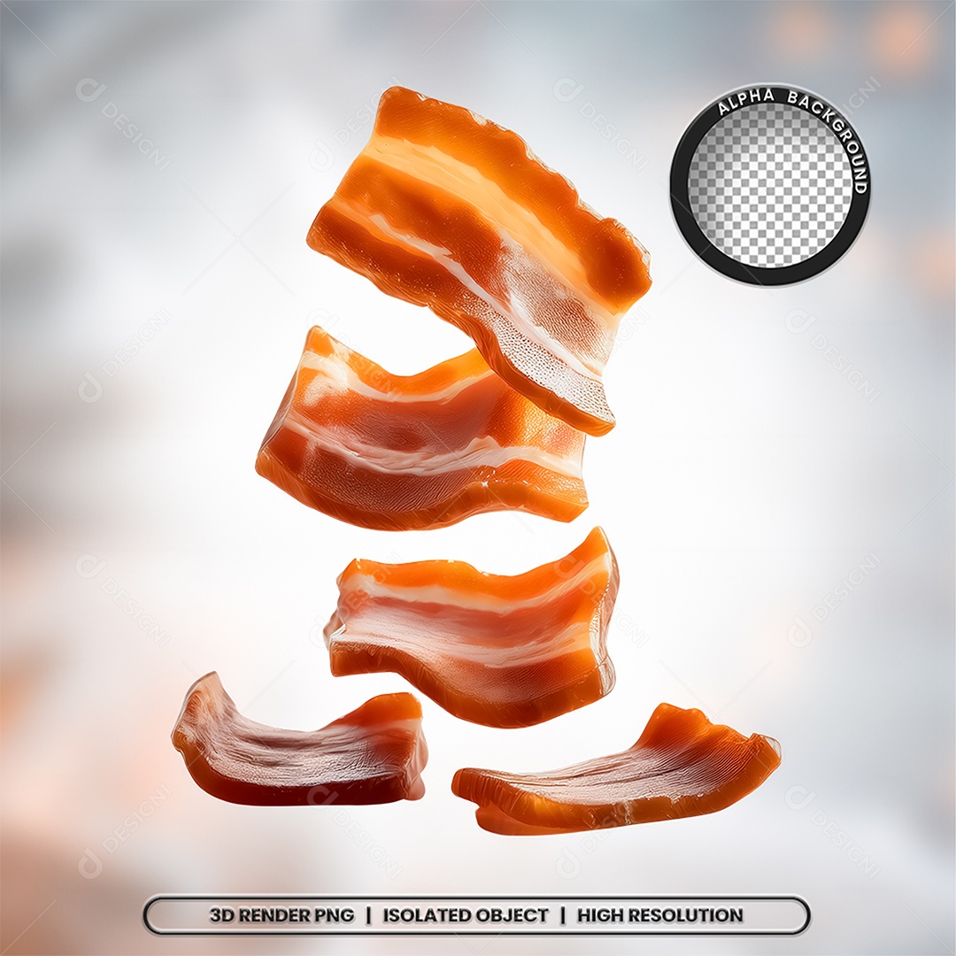 Elemento 3D Fatias De Bacon Para Composição PSD