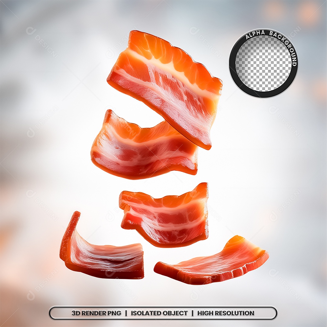 Elemento 3D Fatias De Bacon Para Composição PSD