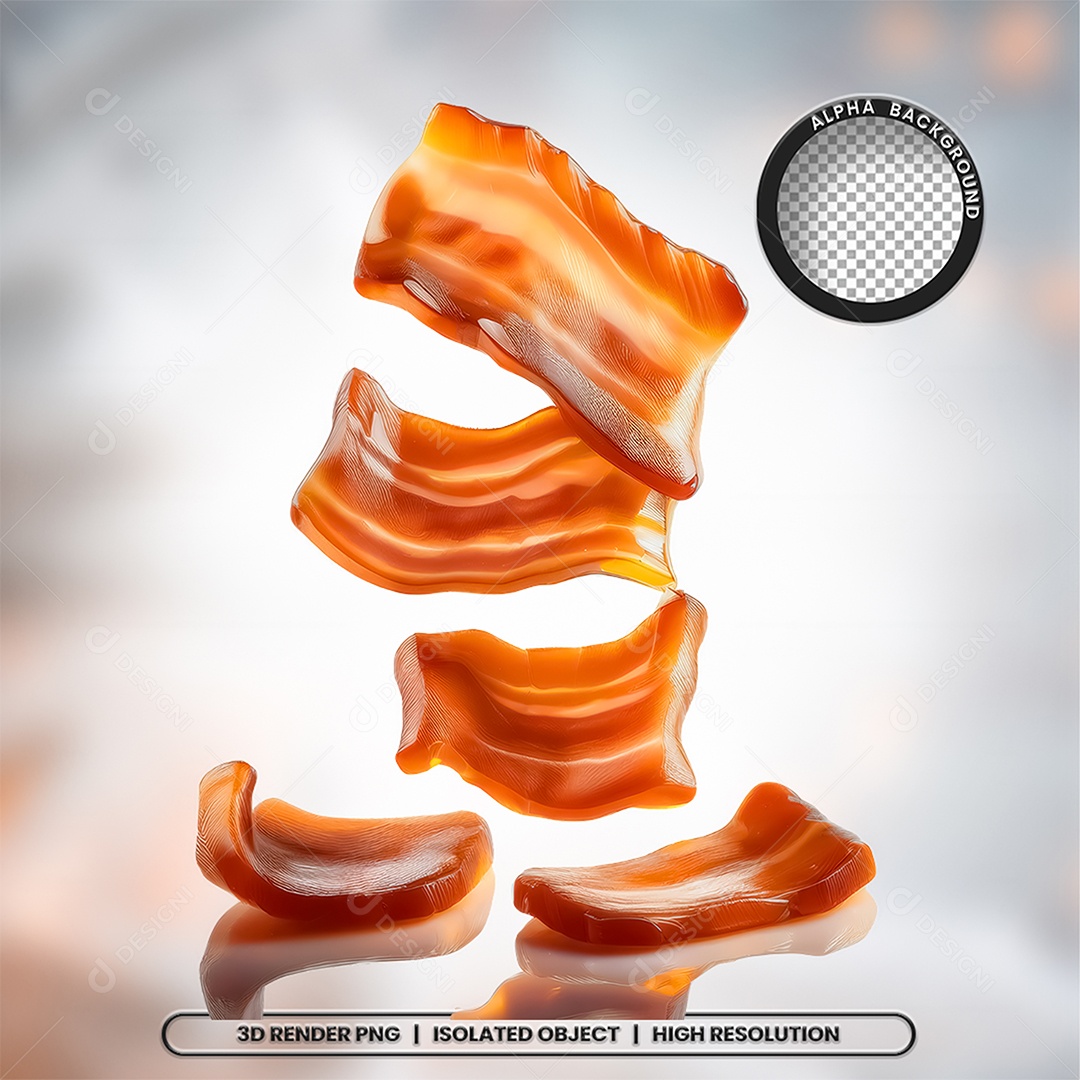 Elemento 3D Fatias De Bacon Para Composição PSD