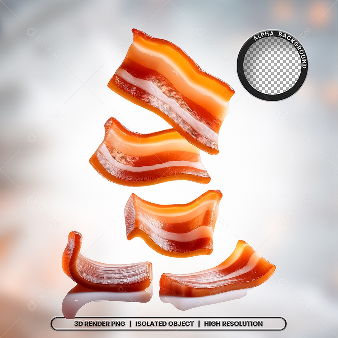 Elemento 3D Fatias De Bacon Para Composição PSD