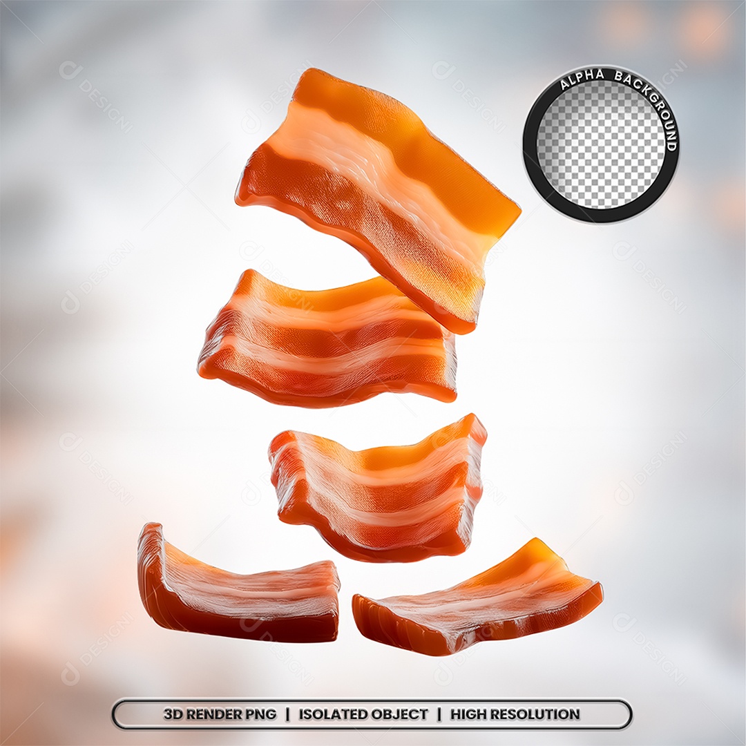 Elemento 3D Fatias De Bacon Para Composição PSD