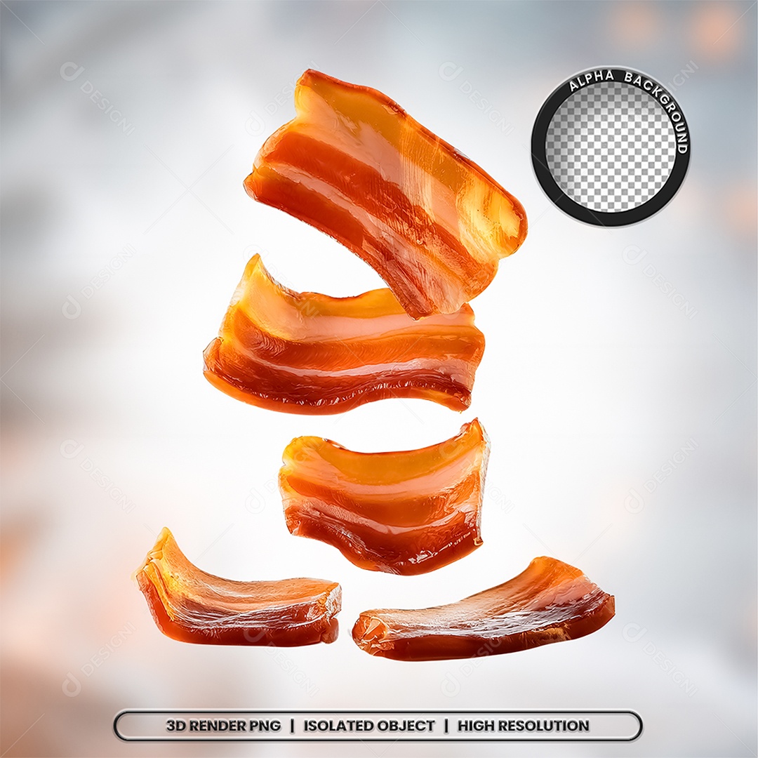 Elemento 3D Fatias De Bacon Para Composição PSD