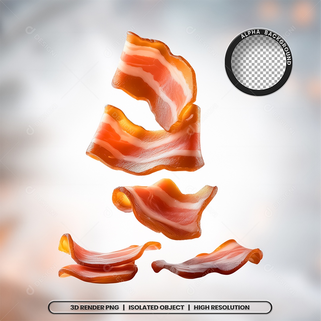Elemento 3D Fatias De Bacon Para Composição PSD