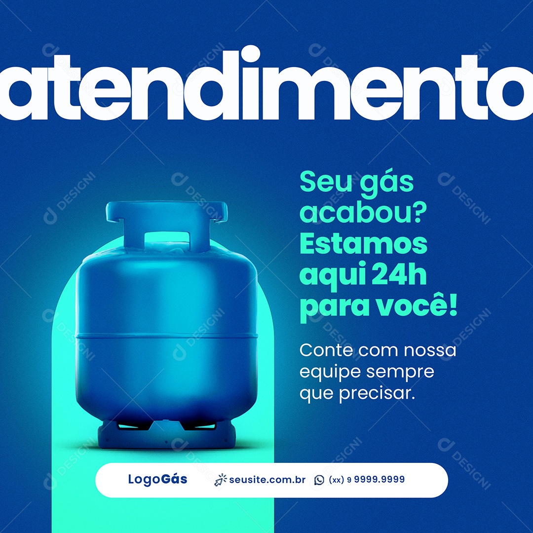 Atendimento 24H Distribuidora de Gás Social Media PSD Editável