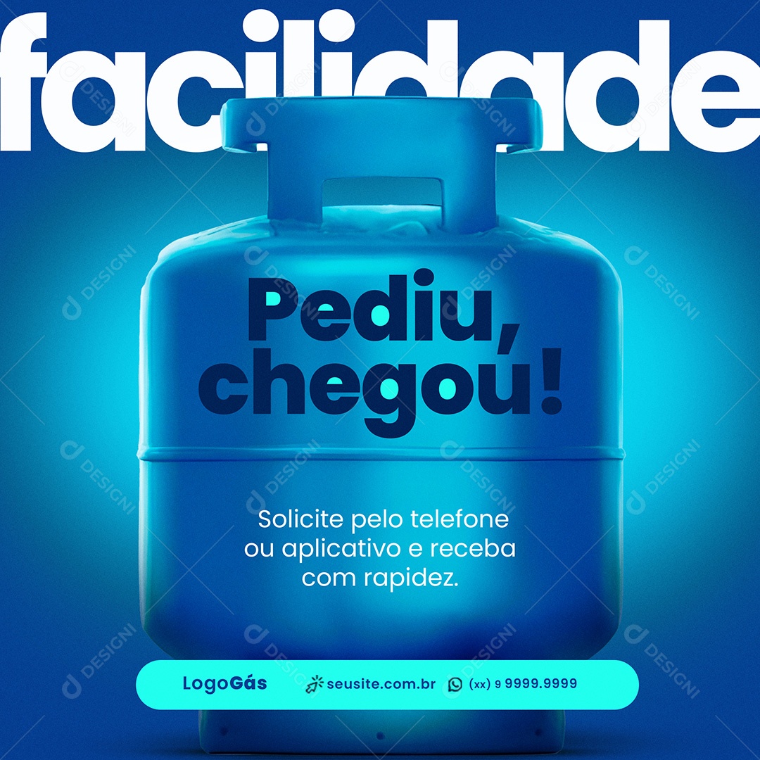 Distribuidora de Gás Pediu Chegou Social Media PSD Editável