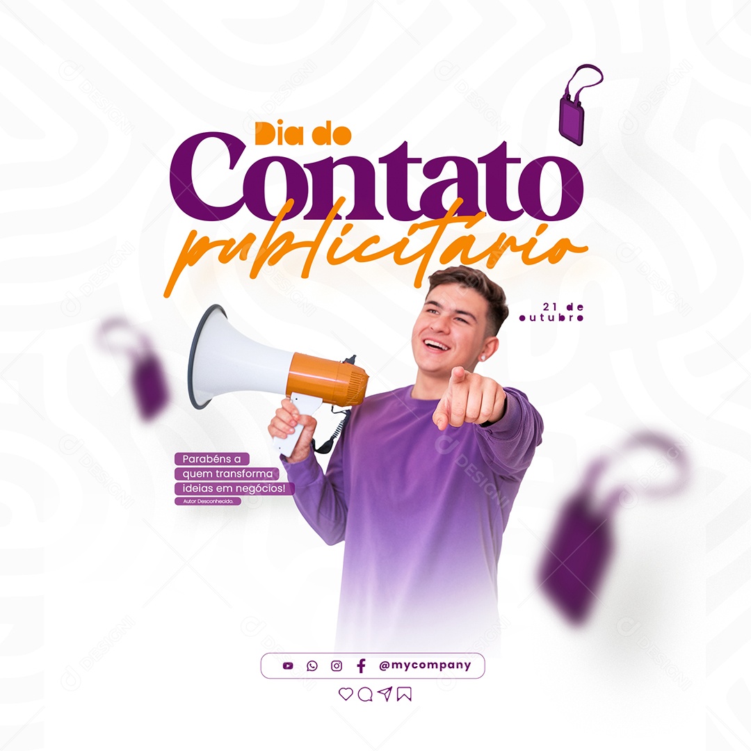 Dia do Contato Publicitário 21 de Outubro Social Media PSD Editável