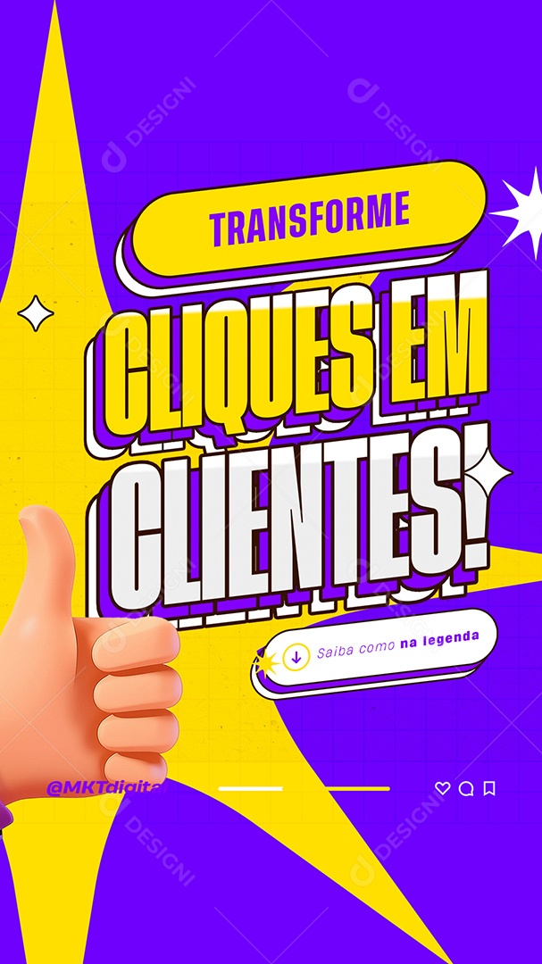 Story Marketing Digital Transforme Cliques em Clientes Social Media PSD Editável