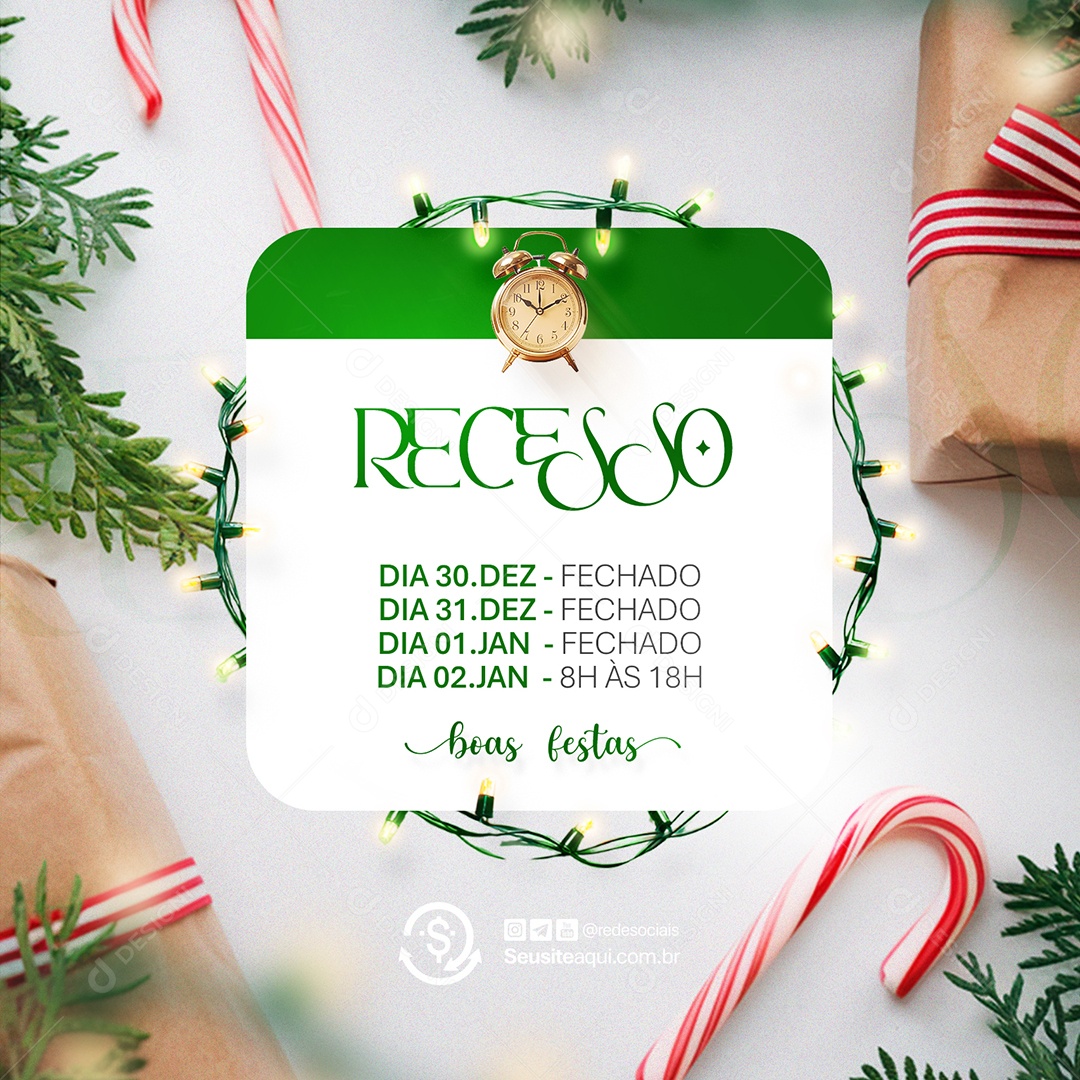 Recesso de Natal Social Media PSD Editável