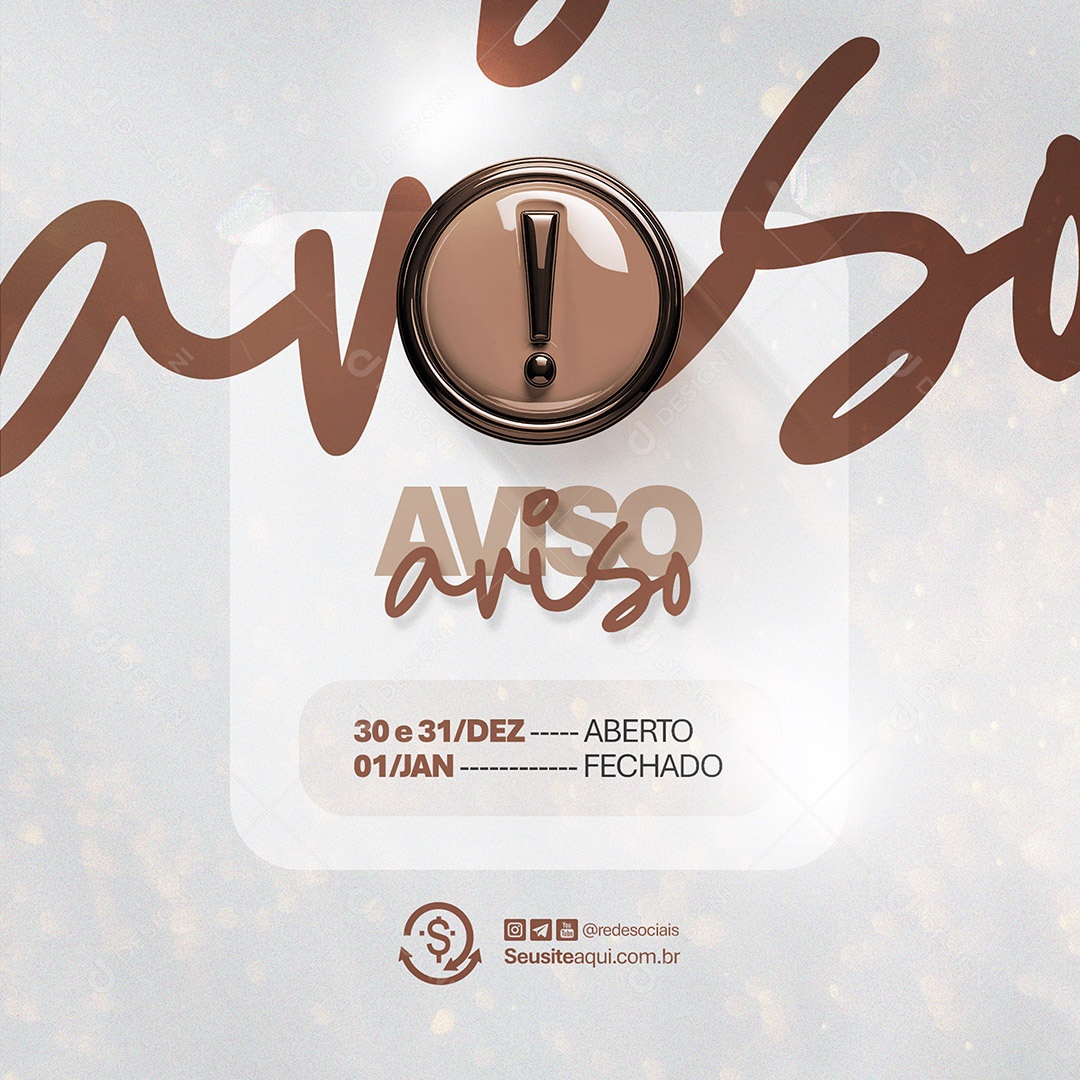 Aviso Horário de Funcionamento Social Media PSD Editável