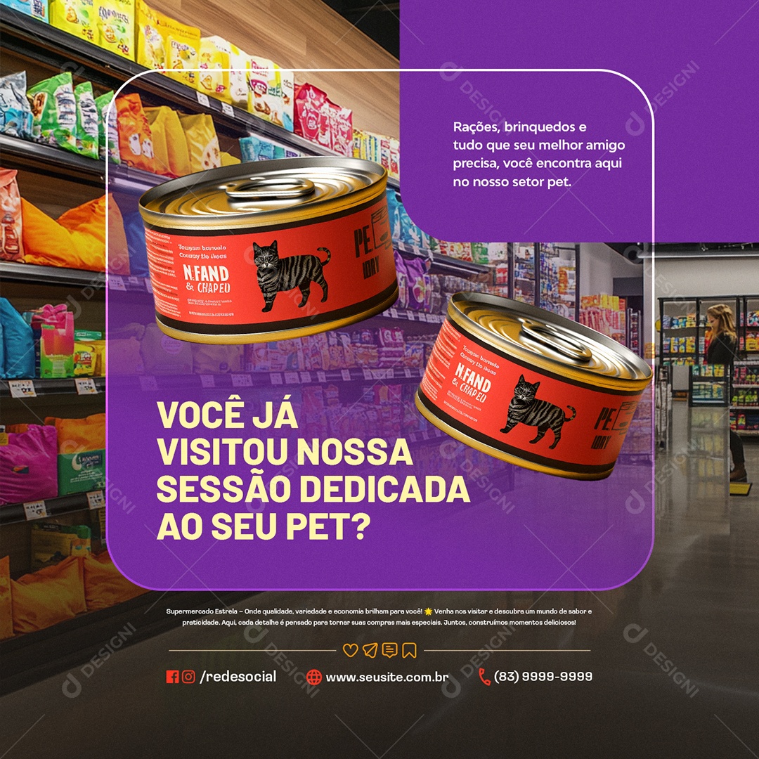 Convite Supermercado Você Já Visitou Nossa Sessão Dedicada Social Media PSD Editável