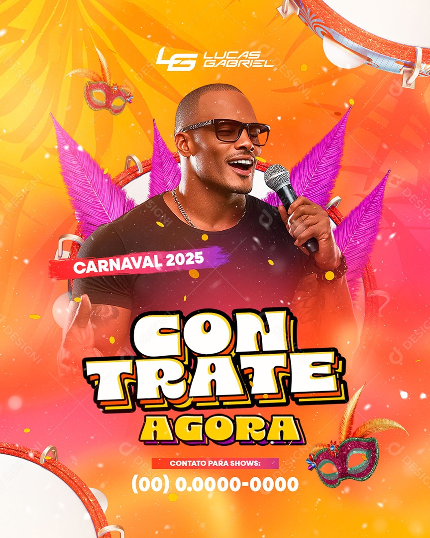 Flyer Carnaval 2025 Contrate Agora Social Media PSD Editável