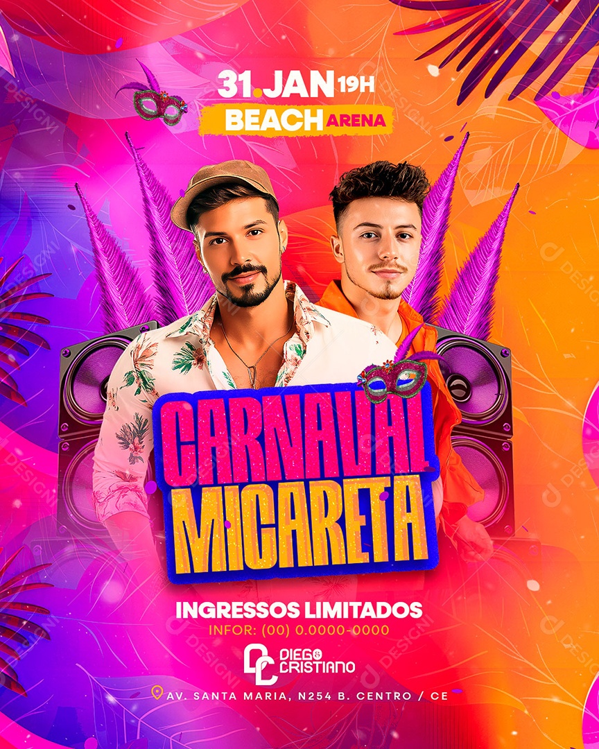 Flyer Carnaval Micareta Social Media PSD Editável