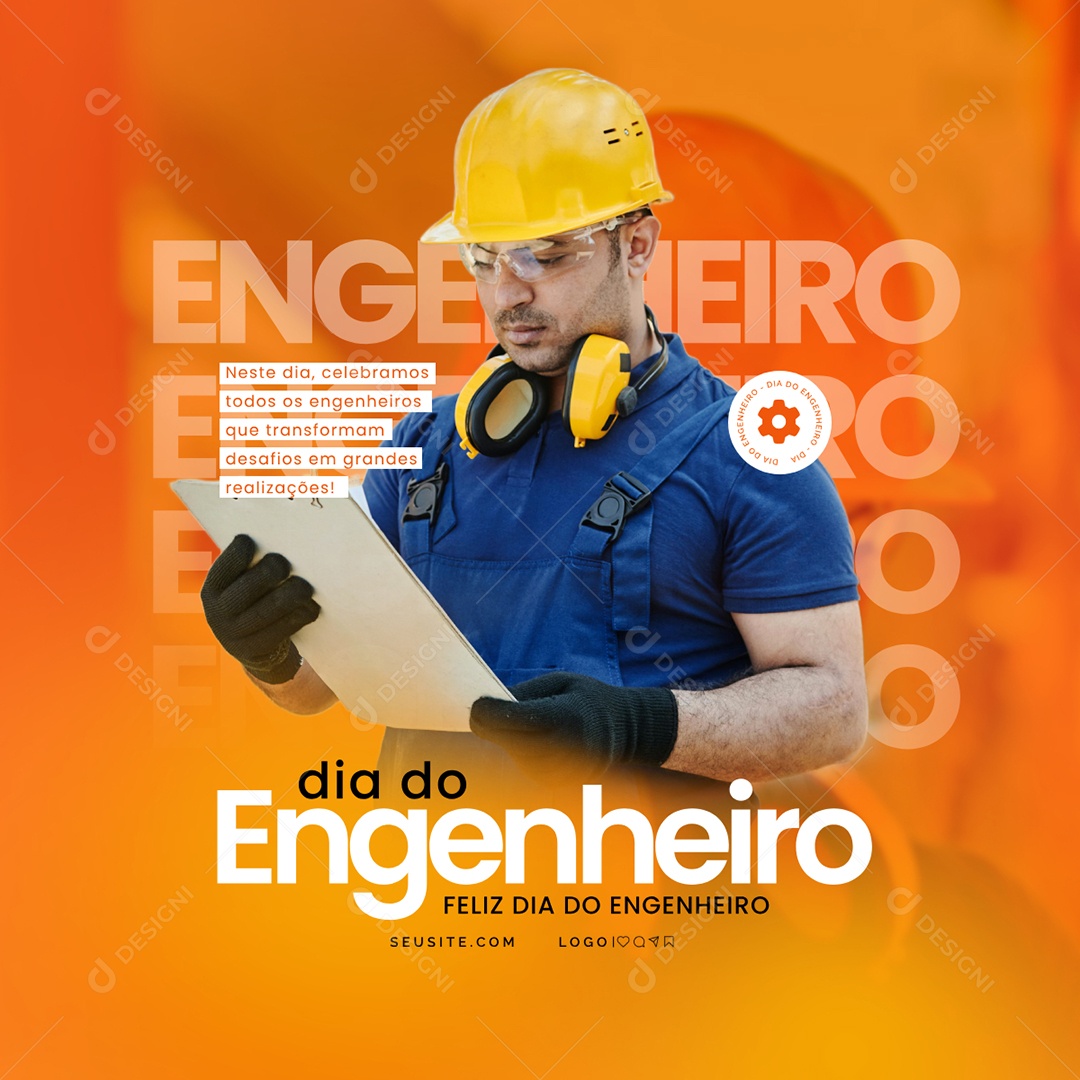 Dia do Engenheiro 11 de Dezembro Parabéns Social Media PSD Editável