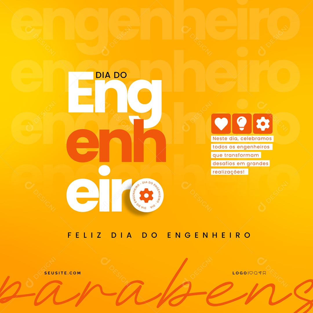 Dia do Engenheiro 11 de Dezembro Parabéns Social Media PSD Editável
