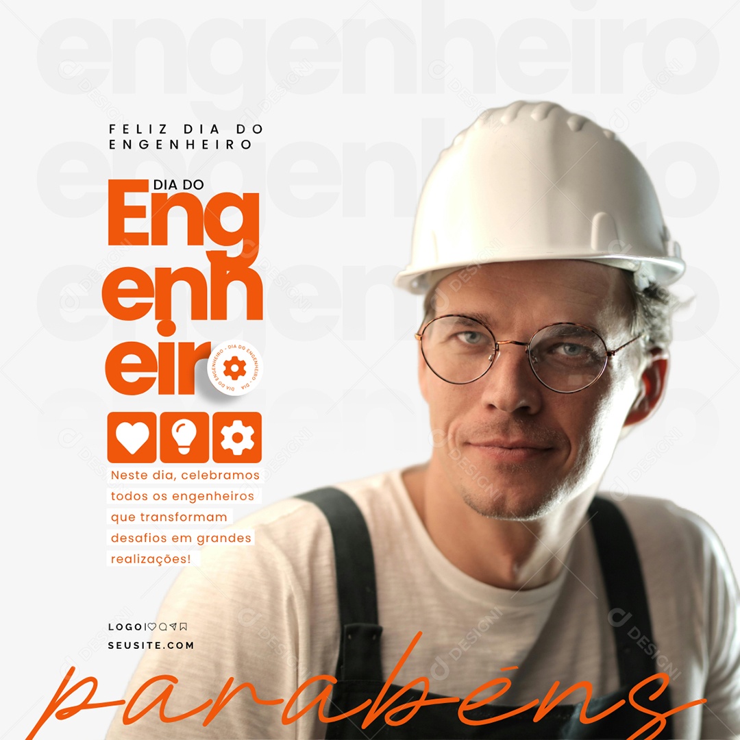 Dia do Engenheiro 11 de Dezembro Parabéns Social Media PSD Editável