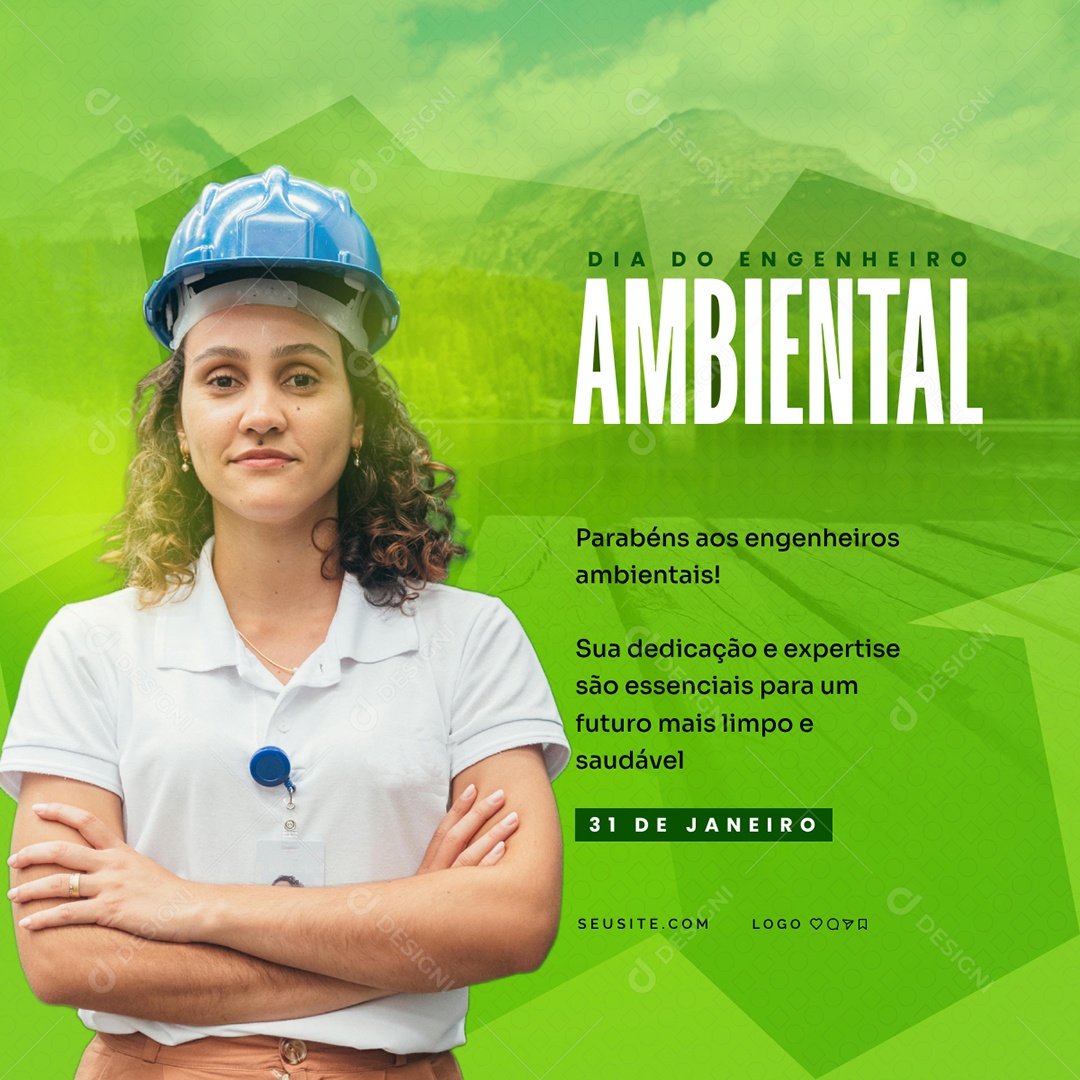 Dia do Engenheiro Ambiental 31 De Janeiro Parabéns Social Media PSD Editável