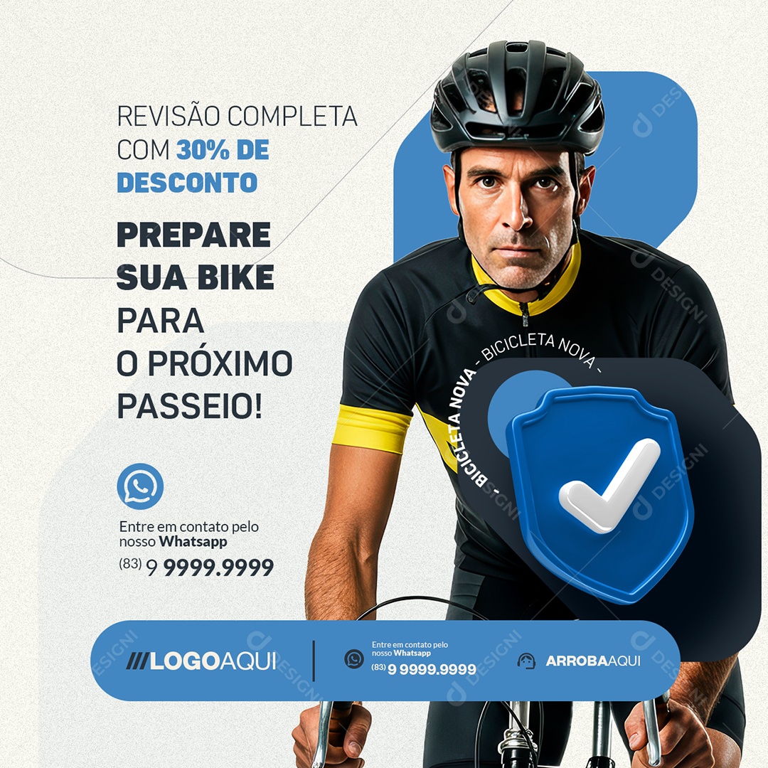 Bicicletaria Bicicleta Revisão Completa com 30% de Desconto Social Media PSD Editável
