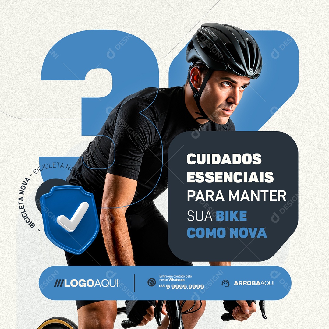 Bicicletaria Bicicleta Cuidados Essenciais Social Media PSD Editável