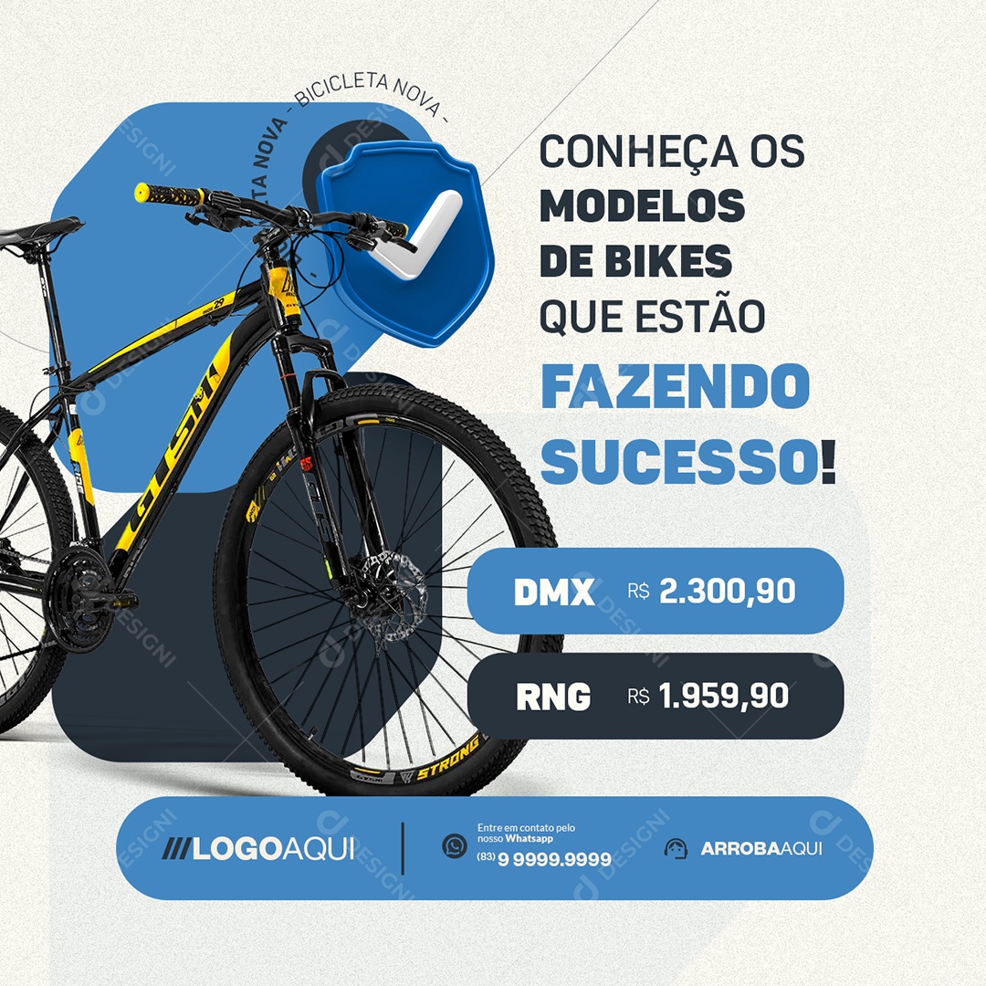 Bicicletaria Bicicleta Conheça os Modelos de Bikes Social Media PSD Editável