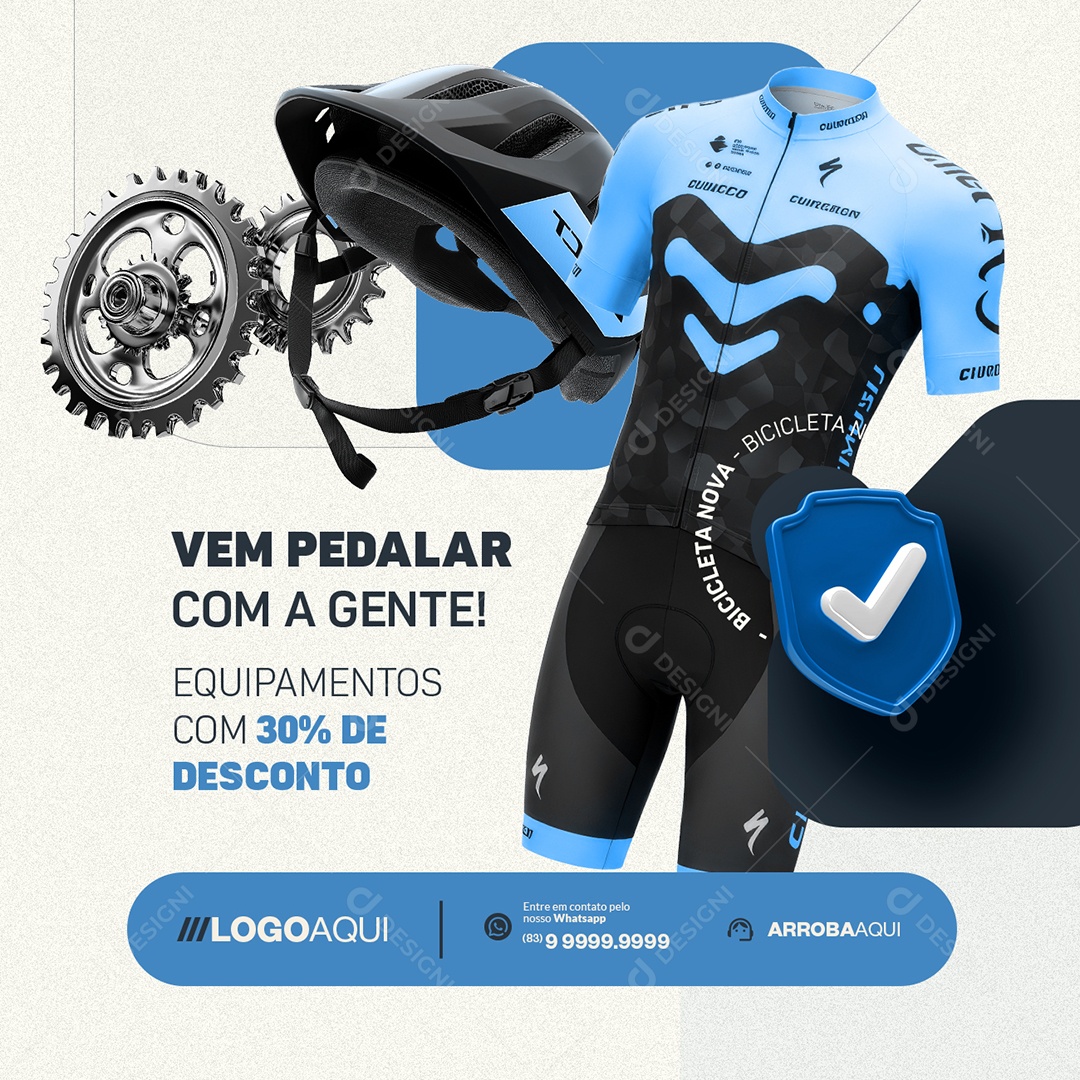 Bicicletaria Bicicleta Vem Pedalar Com a Gente Social Media PSD Editável