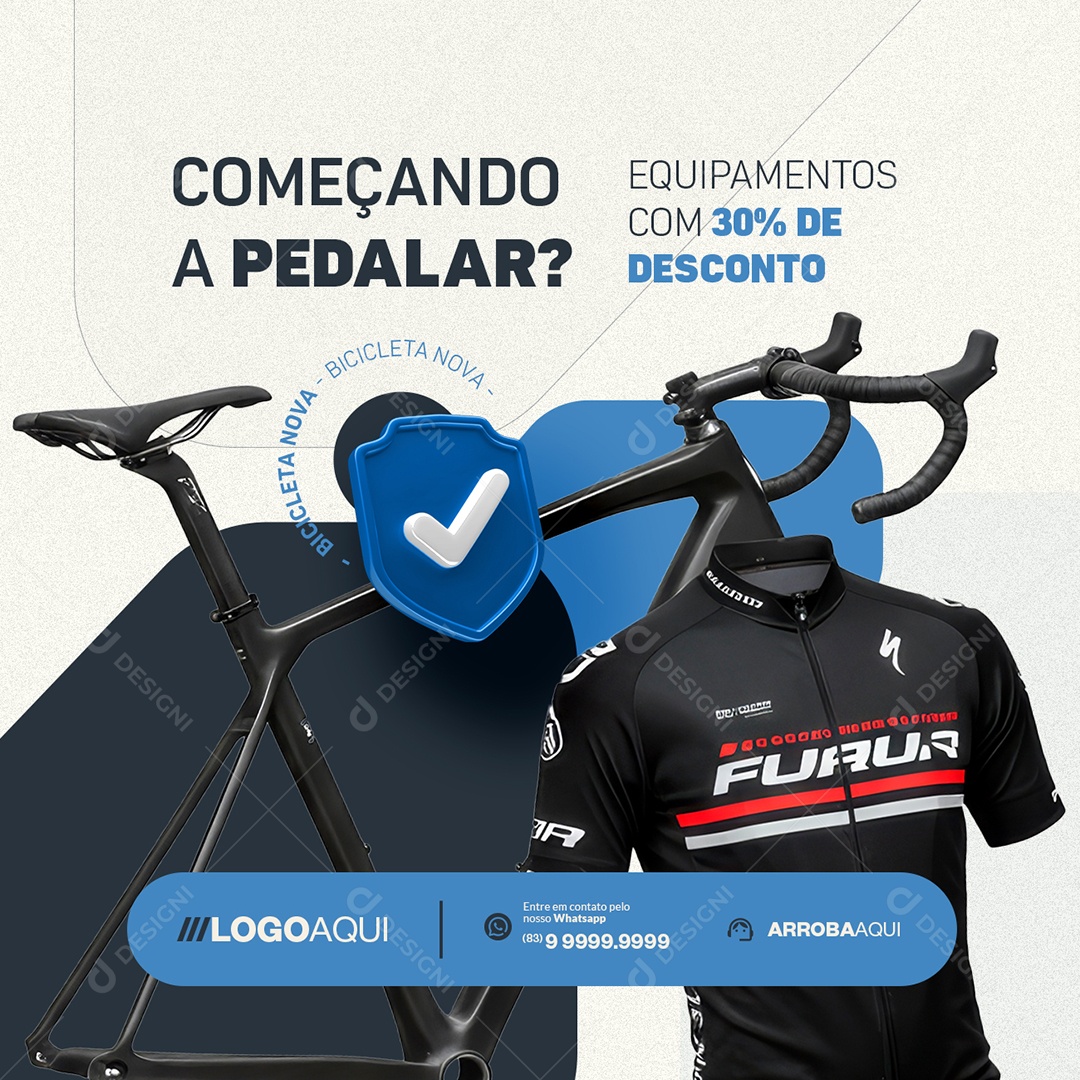 Bicicletaria Bicicleta Começando a Pedalar Social Media PSD Editável