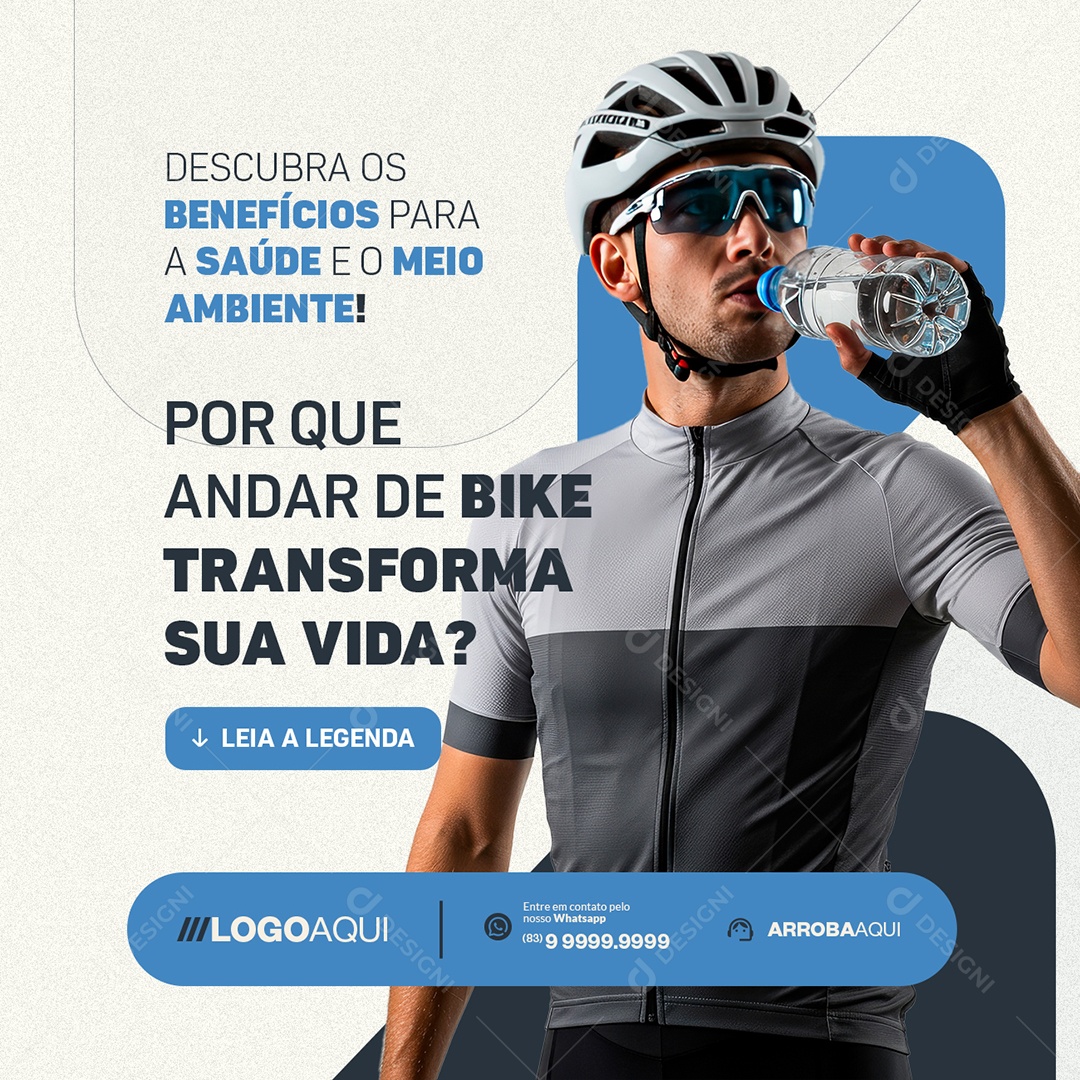 Bicicletaria Bicicleta Descubra os Benefícios para a Saúde Social Media PSD Editável