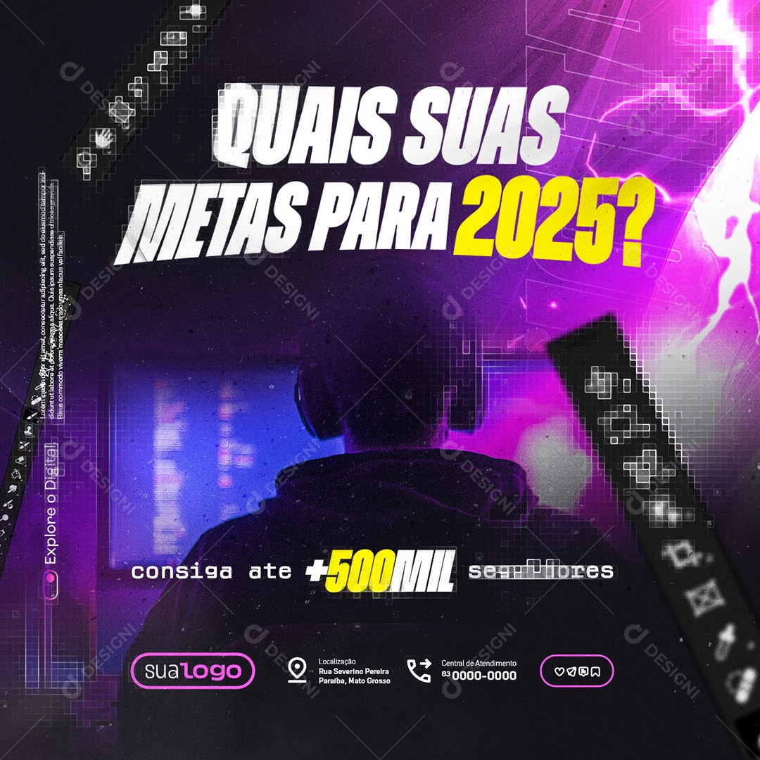 Marketing Digital Quais Suas Metas para 2025 Social Media PSD Editável