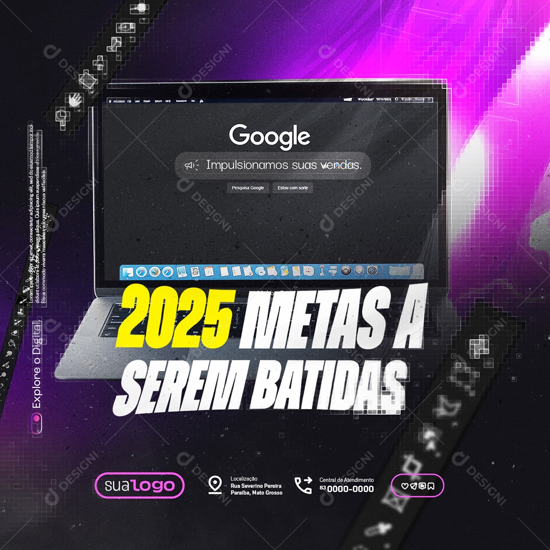 Marketing Digital 2025 Metas a Serem Batidas Social Media PSD Editável