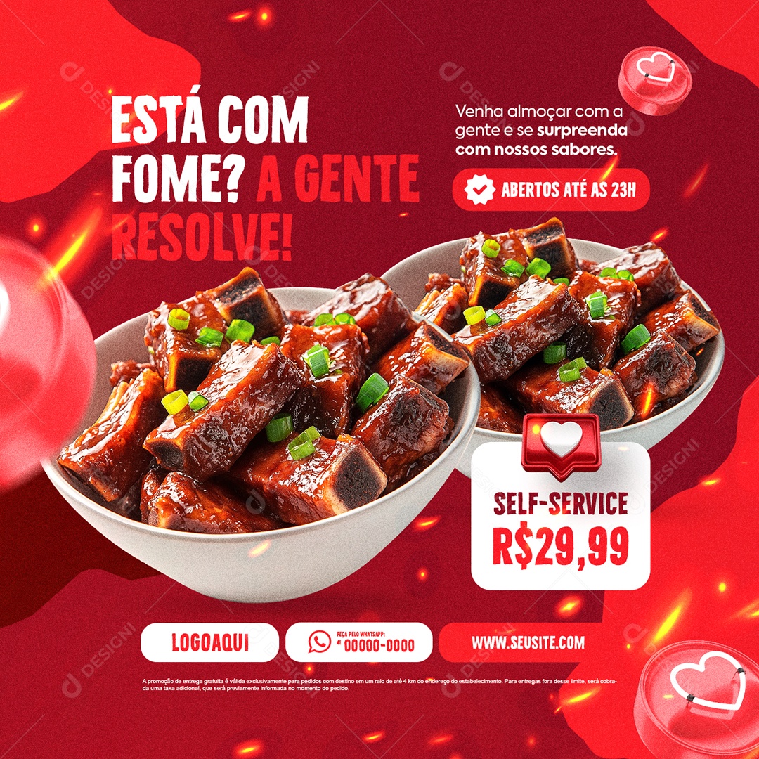 Churrascaria Está com Fome a Gente Resolve Social Media PSD Editável