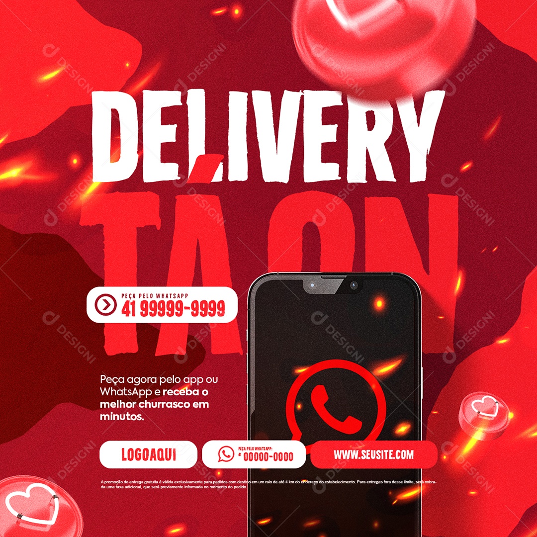 Churrascaria Delivery Tá On Social Media PSD Editável