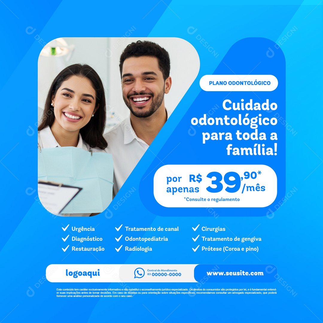 Plano Odontológico Cuidado para Toda a Família Social Media PSD Editável