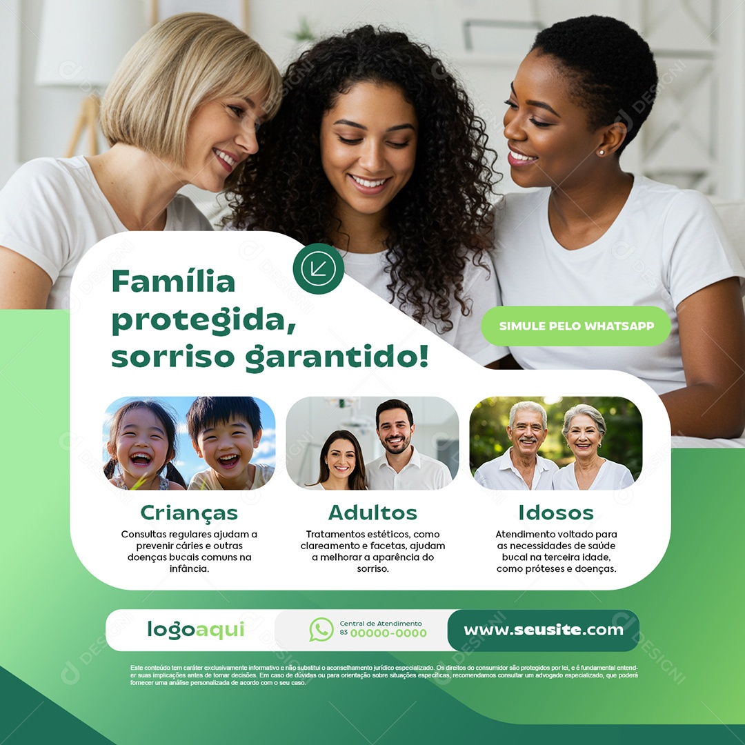 Plano Odontológico Família Protegida Sorriso Garantido Social Media PSD Editável