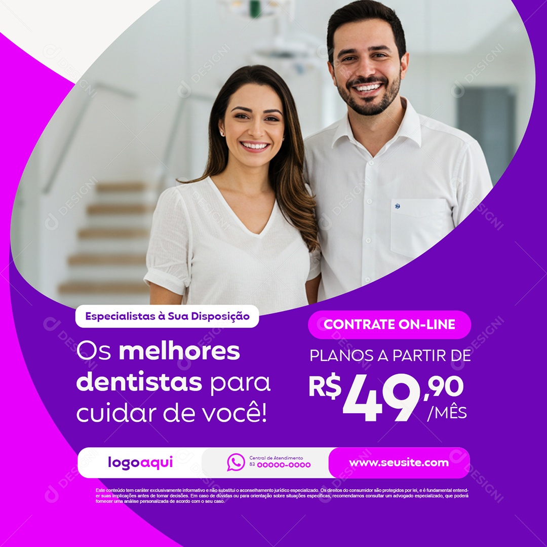 Plano Odontológico Especialistas à Sua Disposição Social Media PSD Editável