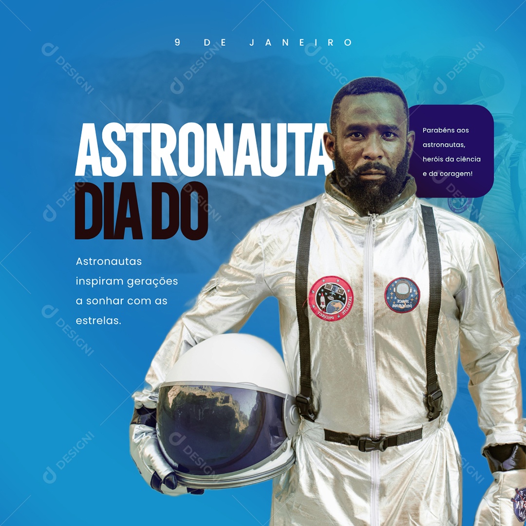 Dia do Astronauta 09 De Janeiro Inspiram Gerações Social Media PSD Editável