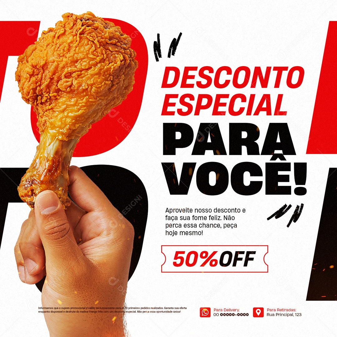 Frango Frito Desconto Especial para Você Social Media PSD Editável