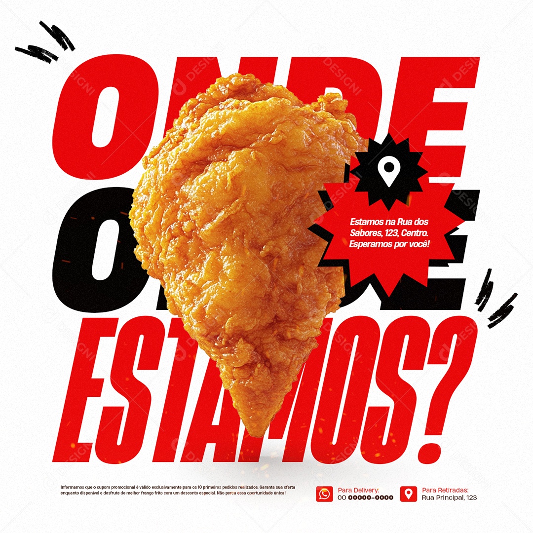 Frango Frito Onde Estamos Social Media PSD Editável