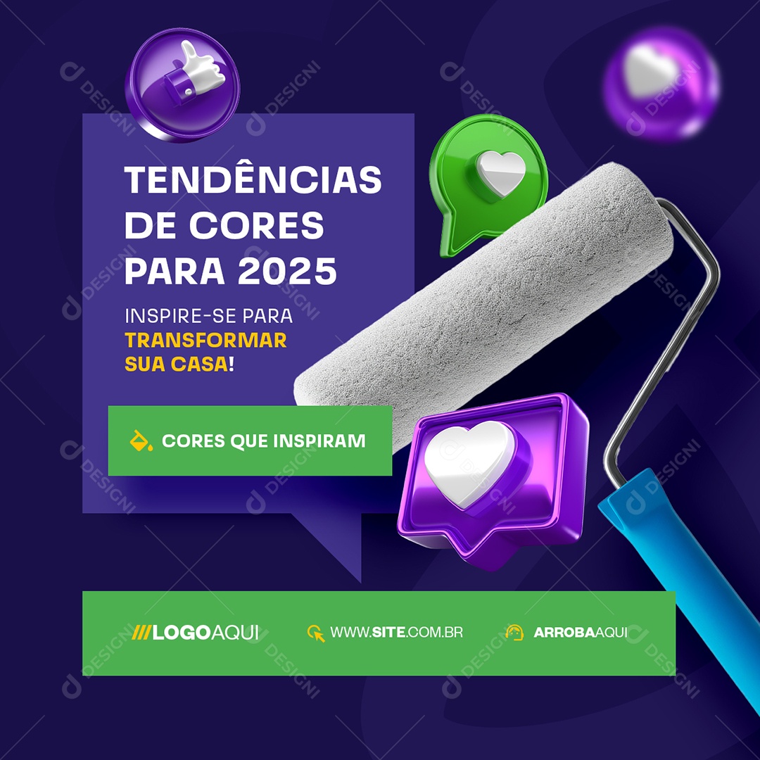 Pintor Tendências de Cores para 2025 Social Media PSD Editável